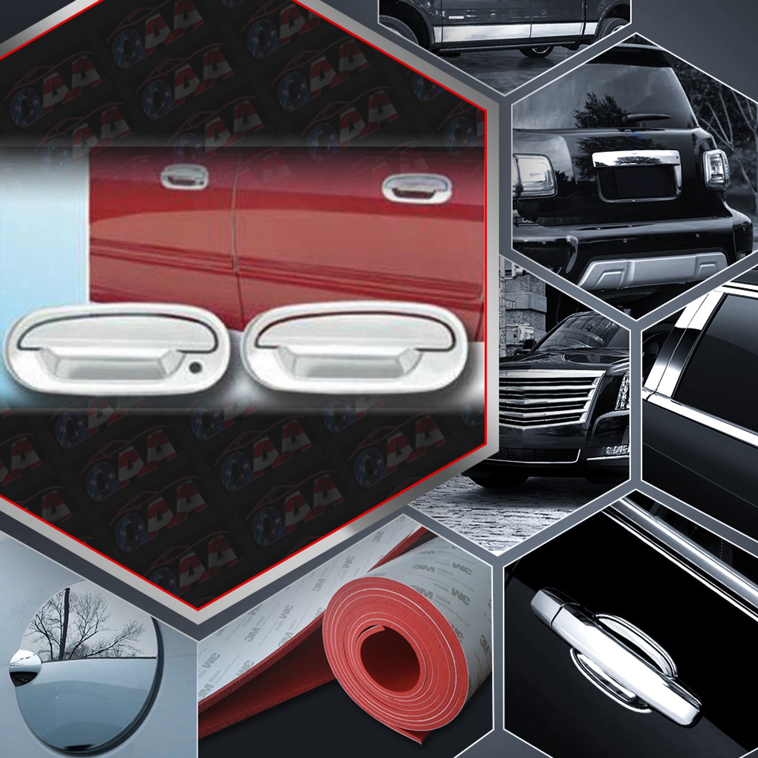 8pcs Chrome ABS Plastic Door Handle Covers<br>97-03 Ford F-150 4-Door