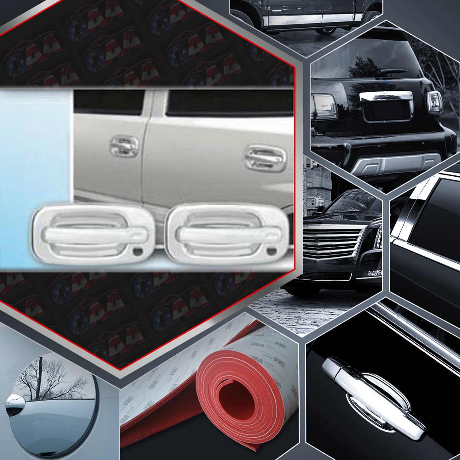 4pcs Chrome ABS Plastic Door Handle Covers<br>99-05 Chevy Silverado