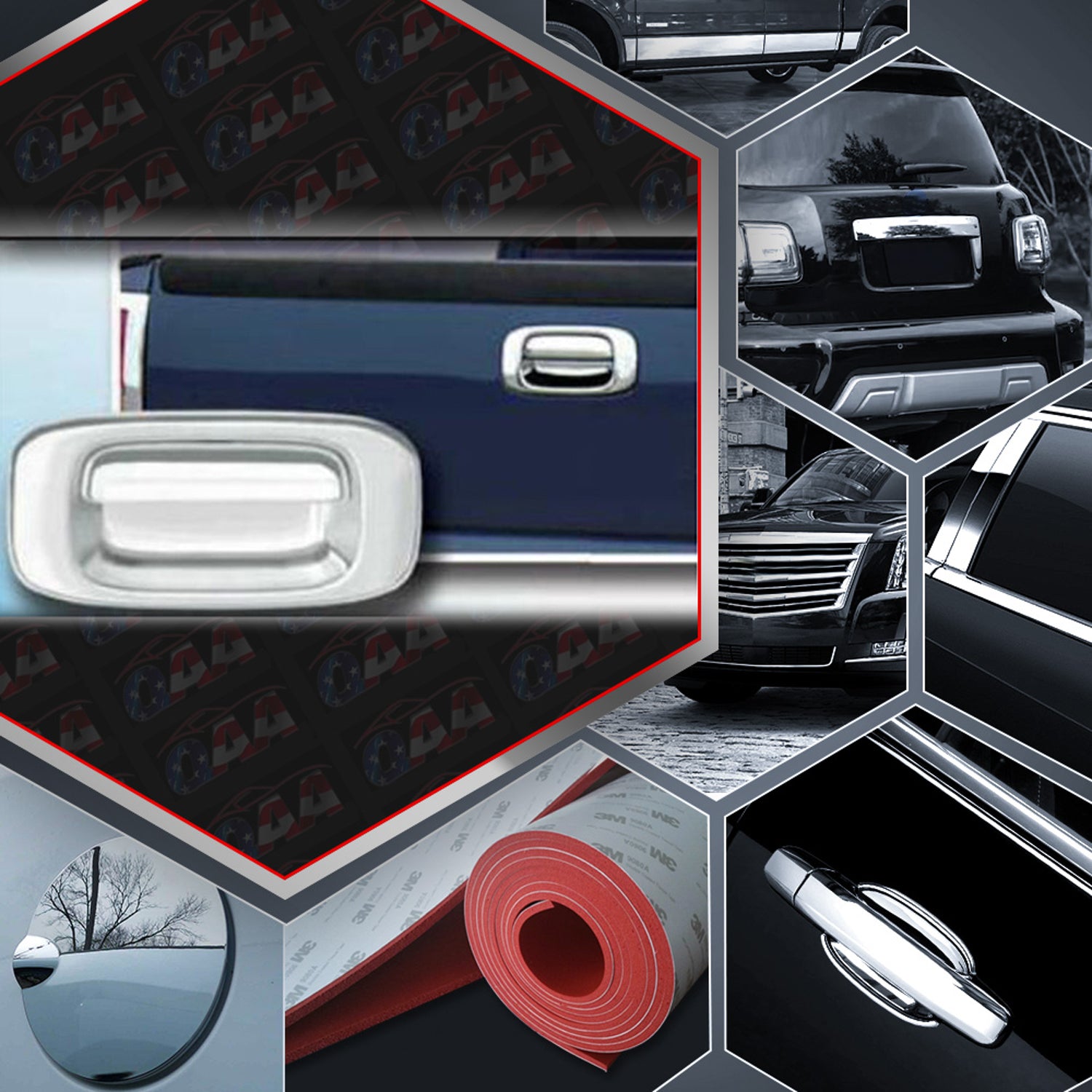 2pcs Chrome Plated Tailgate Handle Cover Kit<br>99-06 Chevy Silverado 2-Door