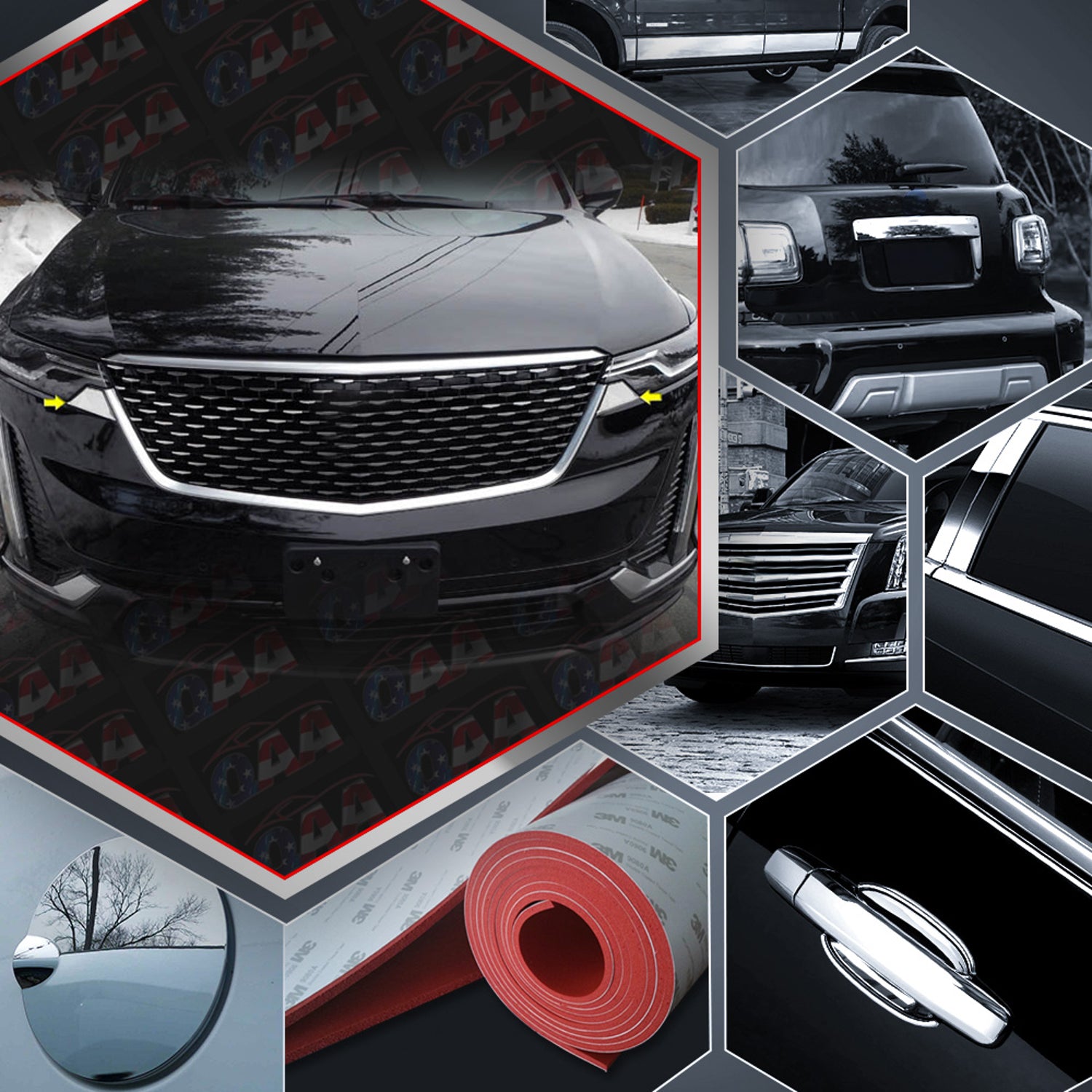2pcs Stainless Steel Headlight Accent Trim<br>20-23 Cadillac XT6