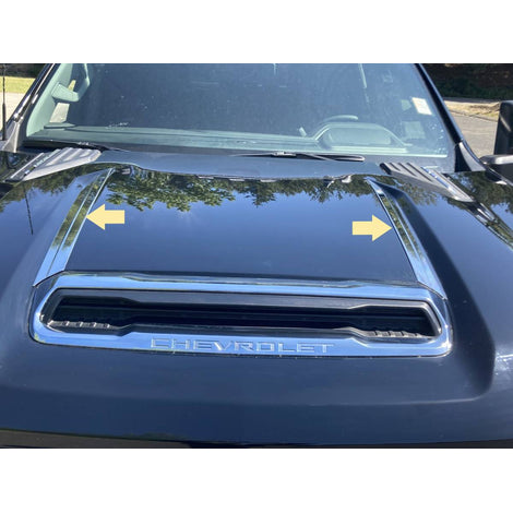 2Pc Stainless Steel Hood Trim <br>20-24 Chevy Silverado HD