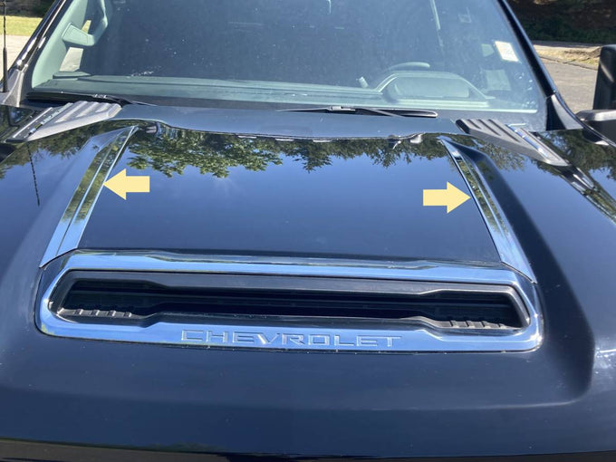 2Pc Stainless Steel Hood Trim <br>20-24 Chevy Silverado HD