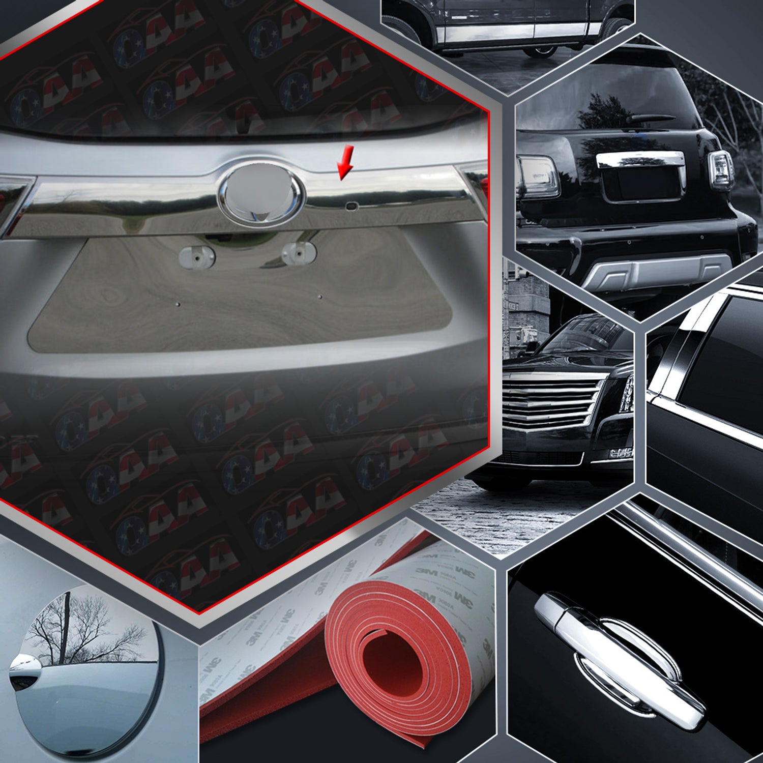 Stainless Steel License Bar, Above Plate Accent Trim<br>14-19 Toyota Highlander