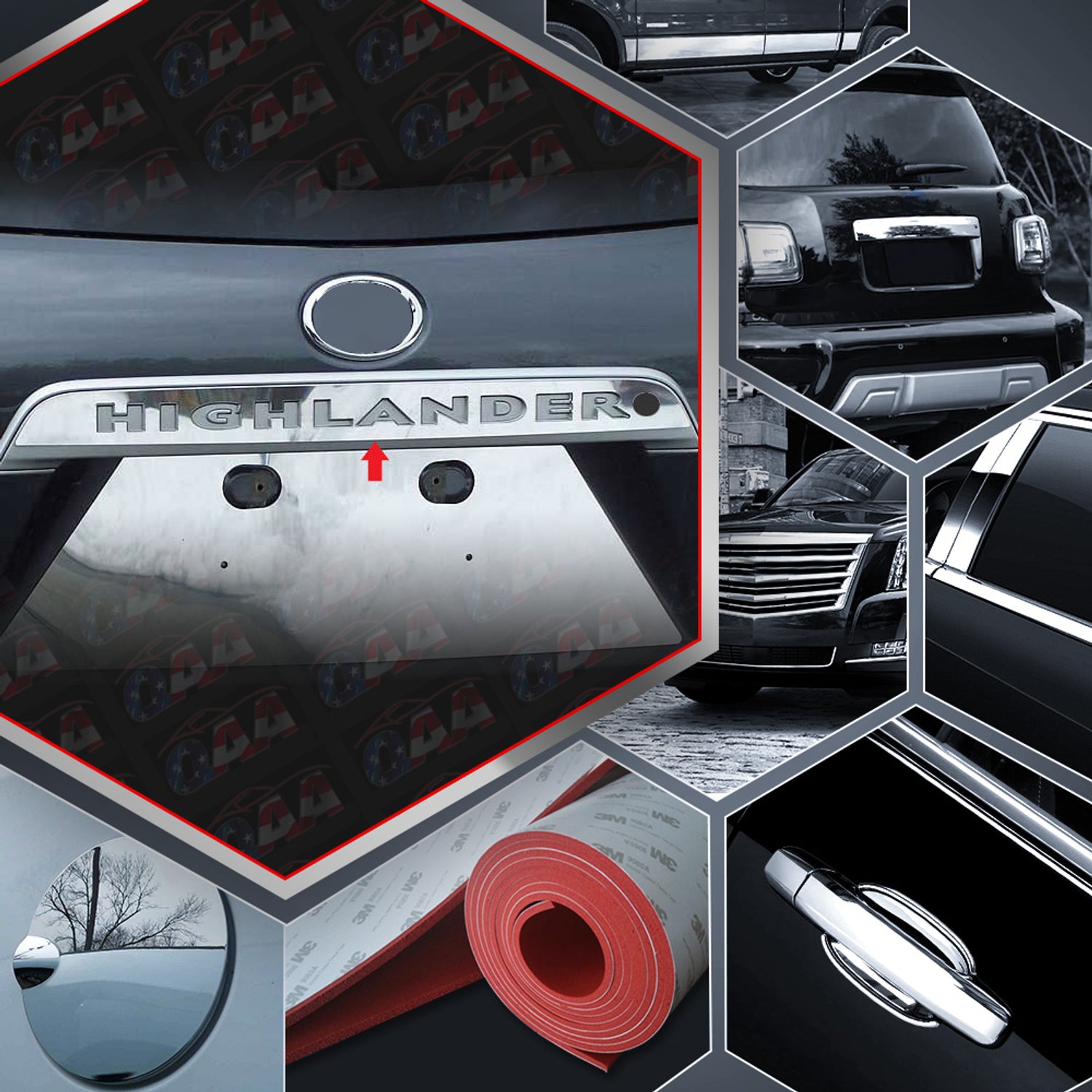Stainless Steel License Bar, Above Plate Accent Trim<br>08-13 Toyota Highlander