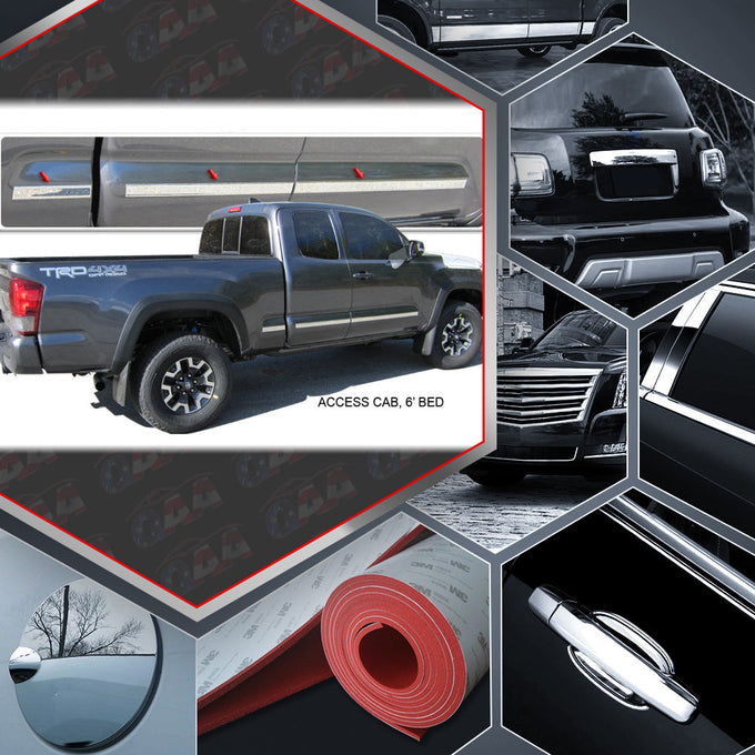 6pcs Stainless Steel Body Molding Insert Trim<br>16-23 Toyota Tacoma