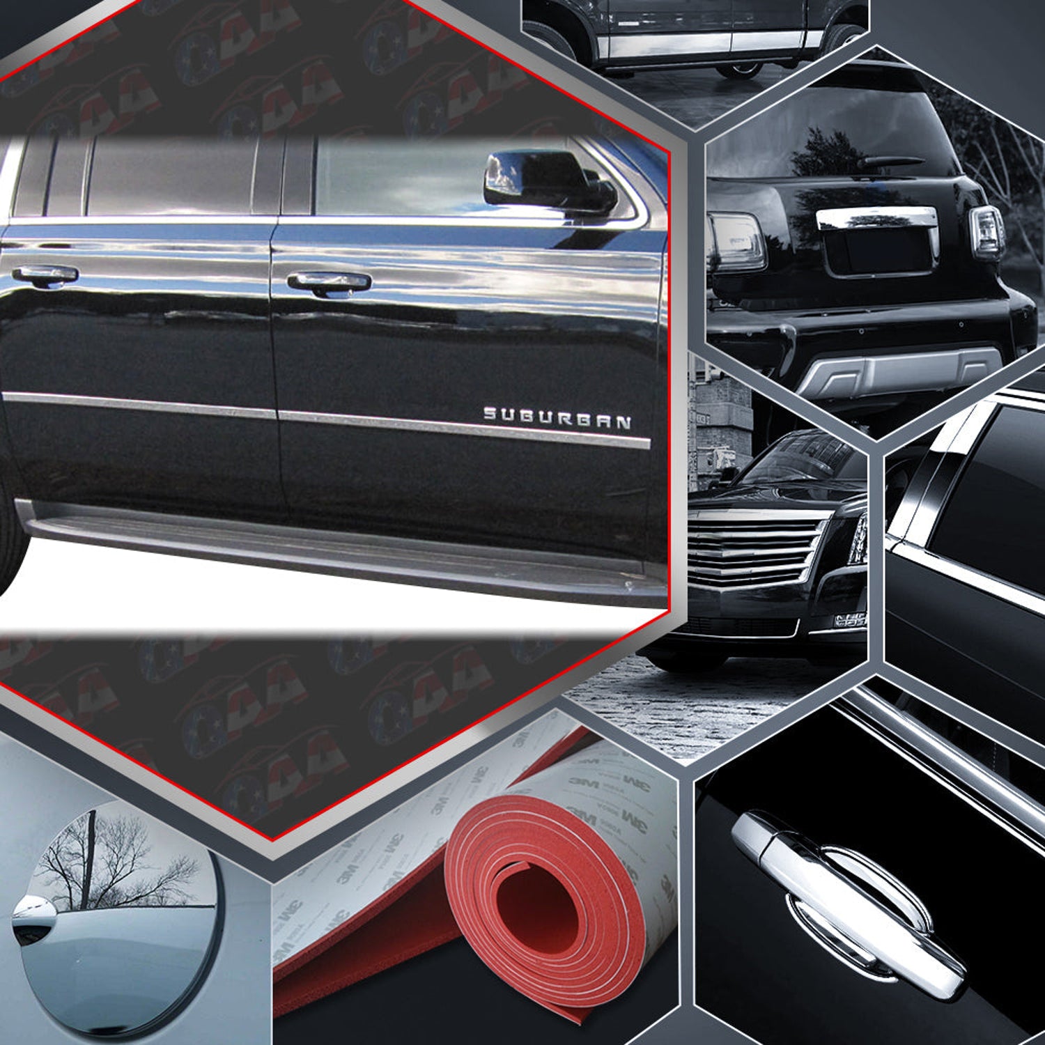 4pcs Stainless Steel Body Molding Insert Trim Kit<br>21-23 Chevy Suburban
