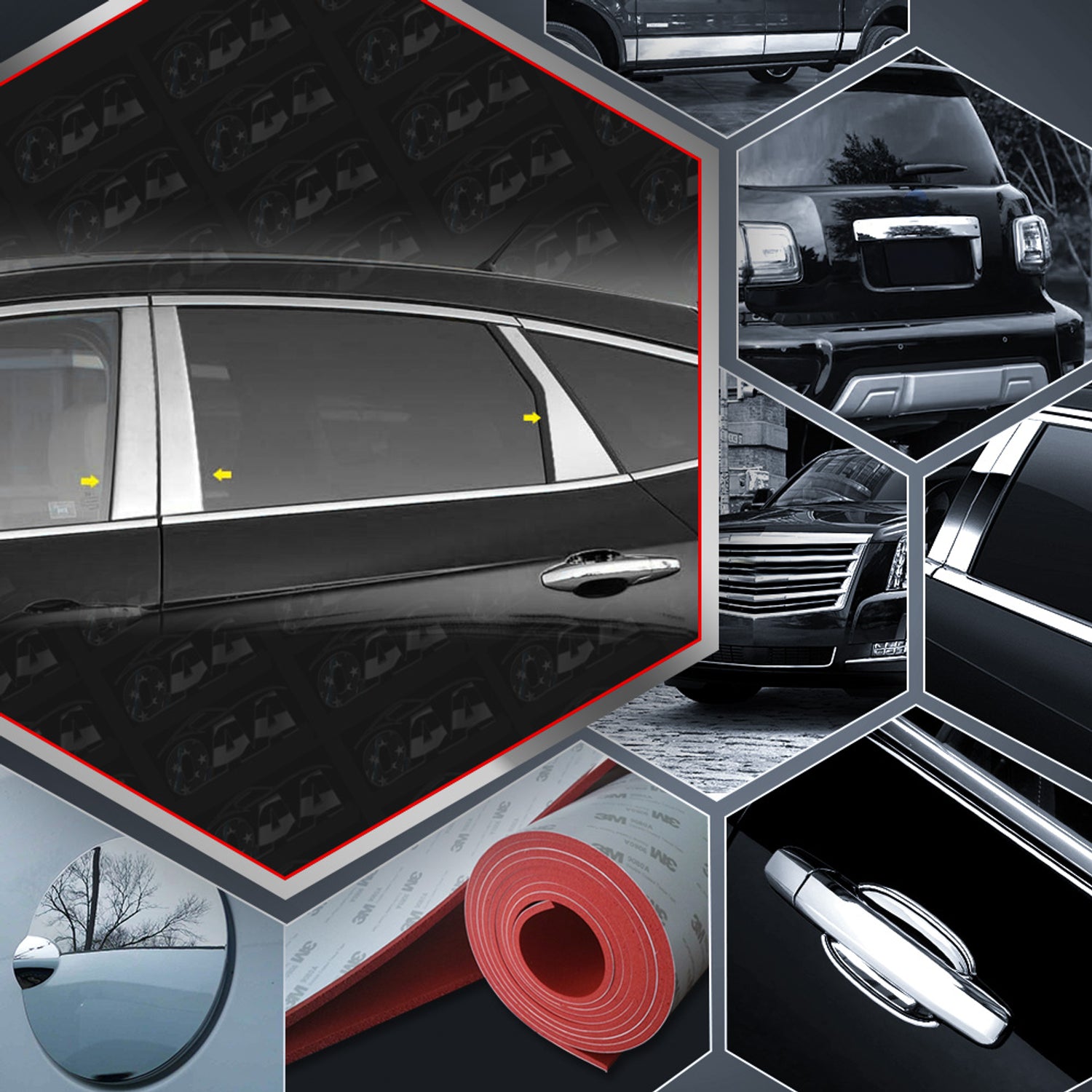 6pcs Stainless Steel Pillar Post Trim<br>10-15 Honda Crosstour