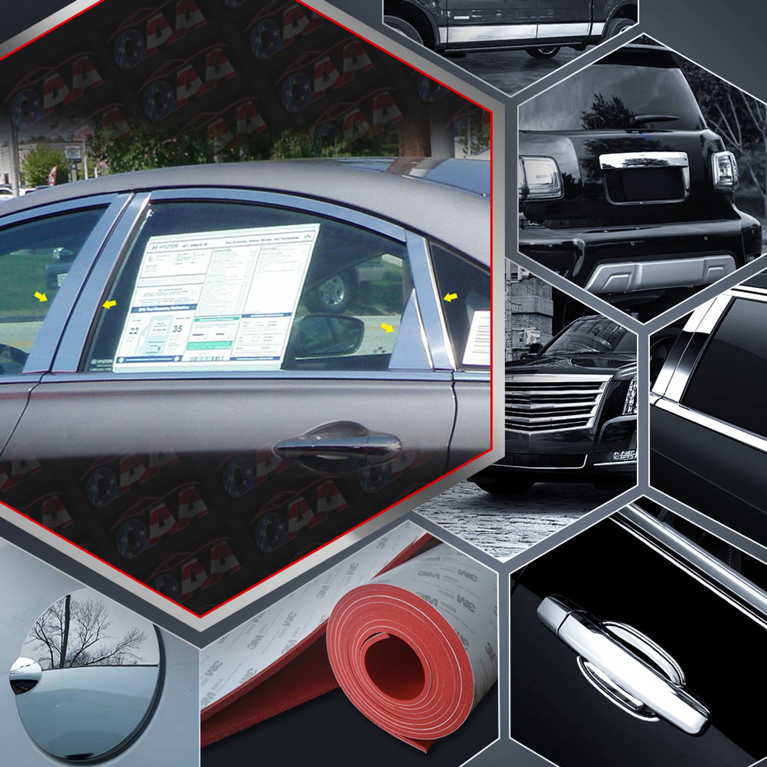8pcs Stainless Steel Pillar Post Trim<br>11-14 Hyundai Sonata