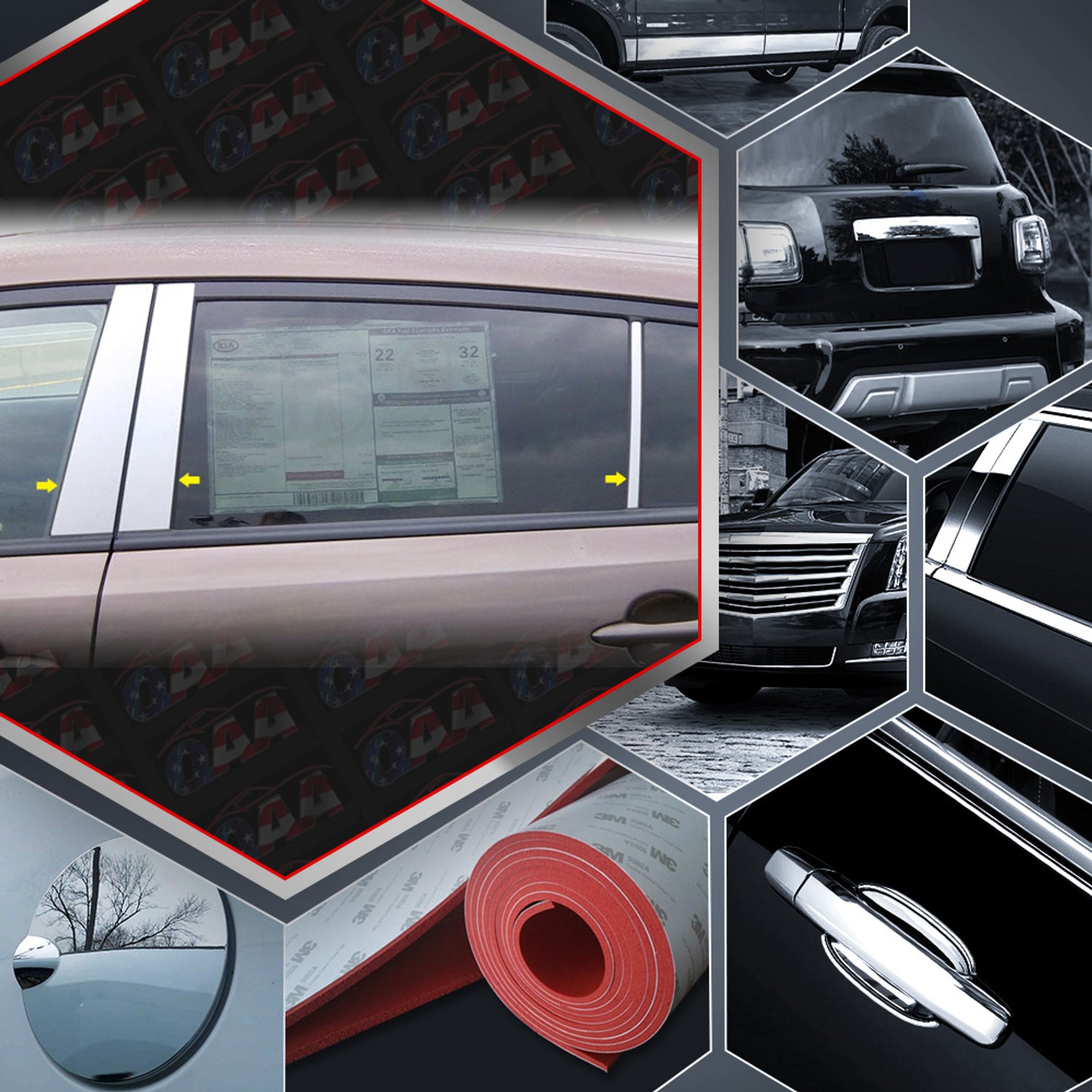 6pcs Stainless Steel Pillar Post Trim<br>11-16 Kia Sportage