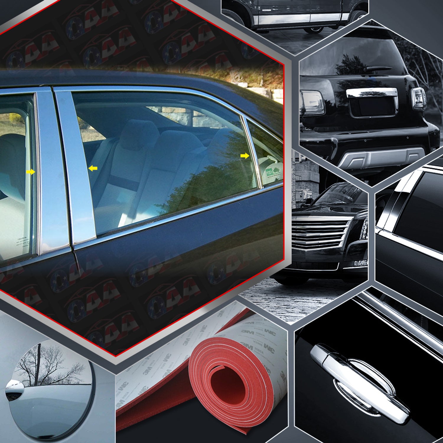 6pcs Stainless Steel Pillar Post Trim<br>12-14 Toyota Camry
