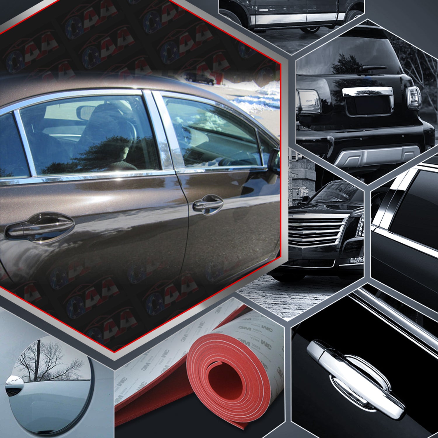 8pcs Stainless Steel Pillar Post Trim<br>12-15 Honda Civic Sedan