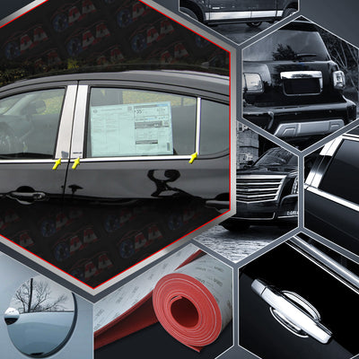 6pcs Stainless Steel Pillar Post Trim<br>12-19 Nissan Versa Sedan