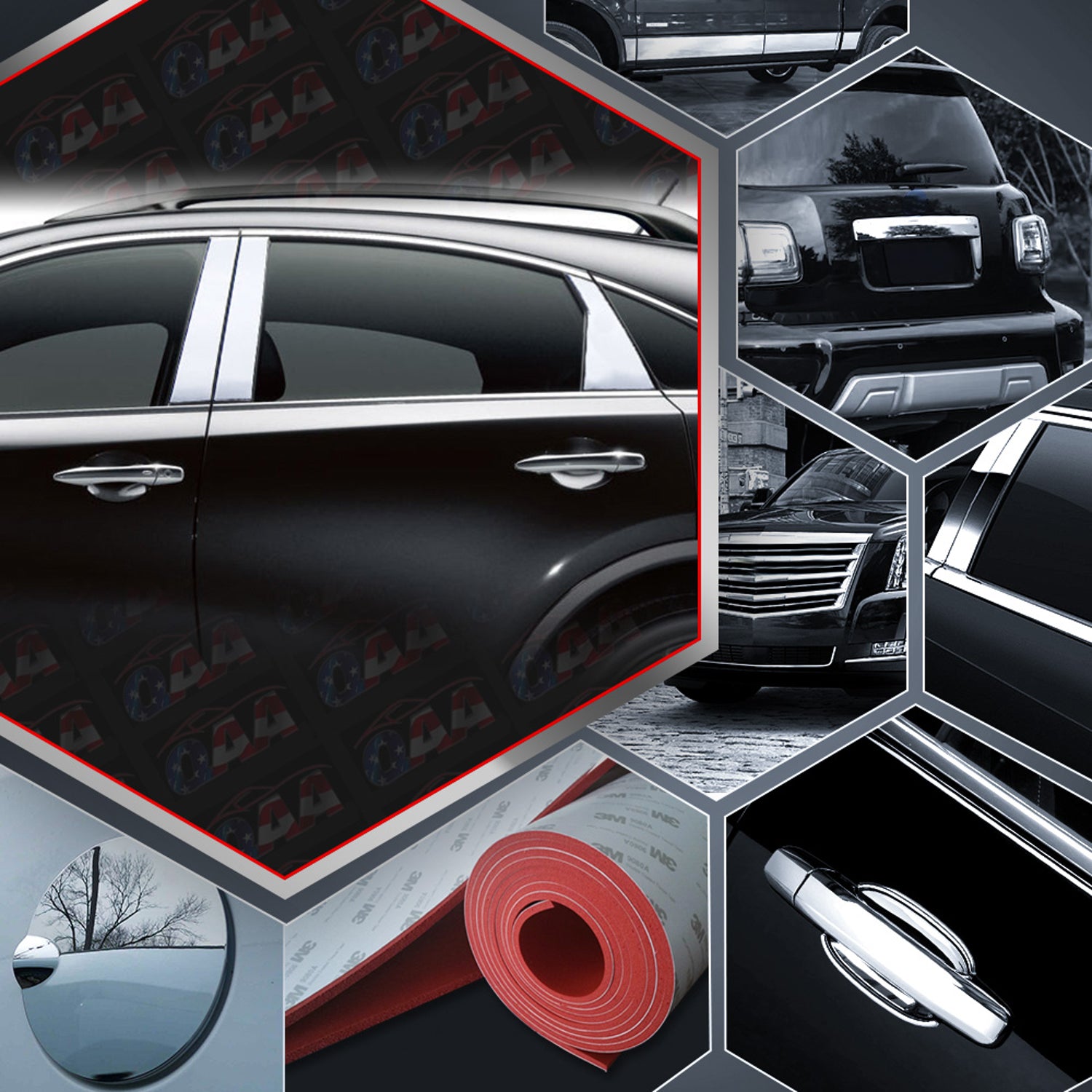 6pcs Stainless Steel Pillar Post Trim<br>14-17 Infiniti QX70