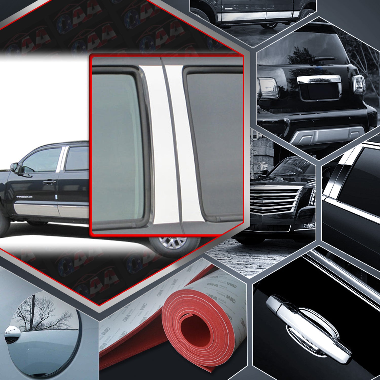 4pcs Stainless Steel Pillar Post Trim<br>16-23 Toyota Tacoma Double Cab