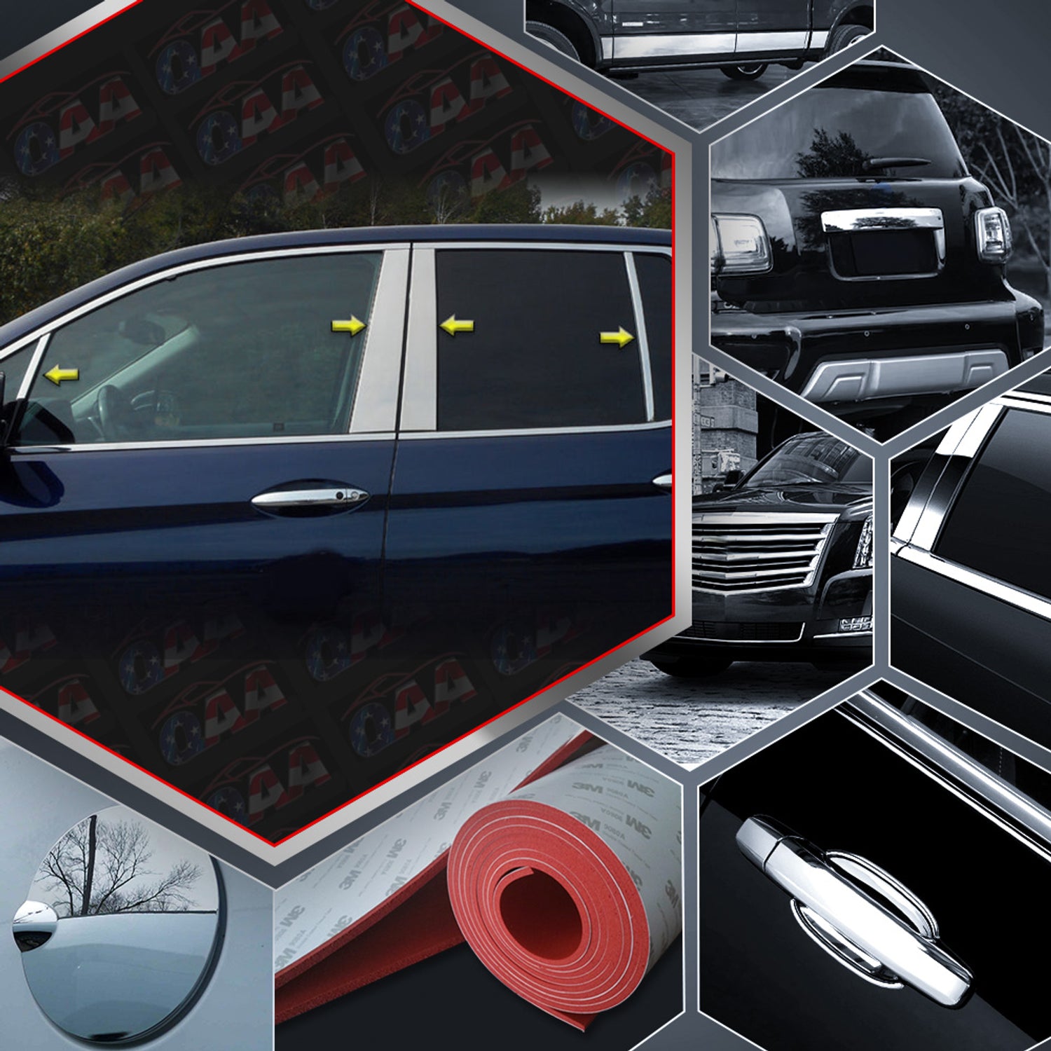 8pcs Stainless Steel Pillar Post Trim<br>17-23 Honda Ridgeline