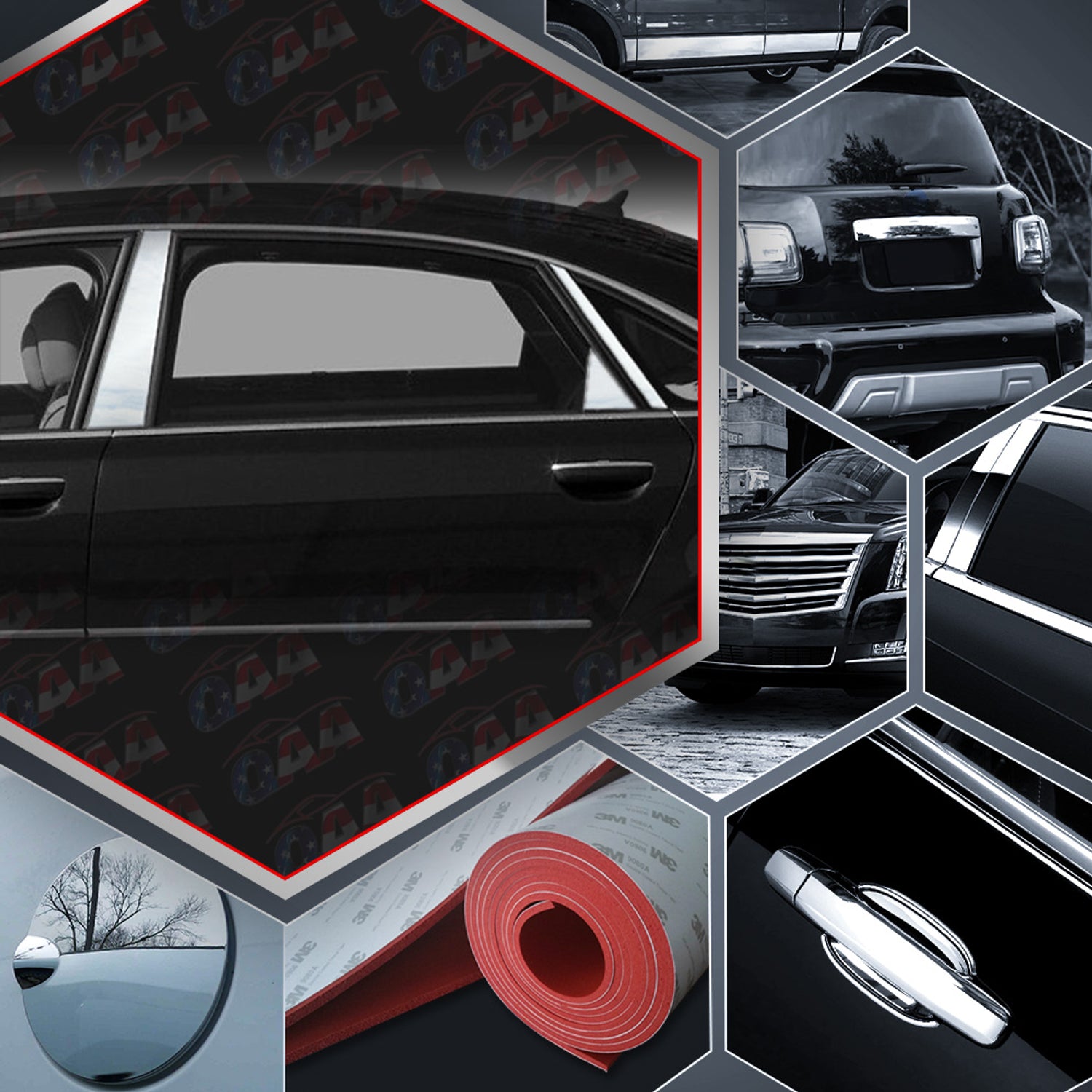 6pcs Stainless Steel Pillar Post Trim<br>04-10 Audi A8
