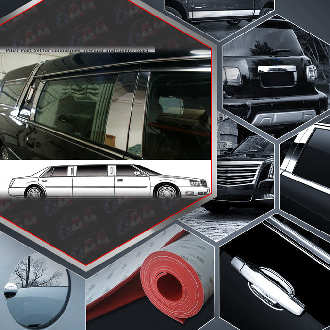 6pcs Stainless Steel Pillar Post Trim<br>06-11 Cadillac DTS, 00-05 DeVille Federal Hearse
