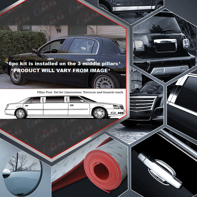 6pcs Stainless Steel Pillar Post Trim<br>00-02 Lincoln Town Car