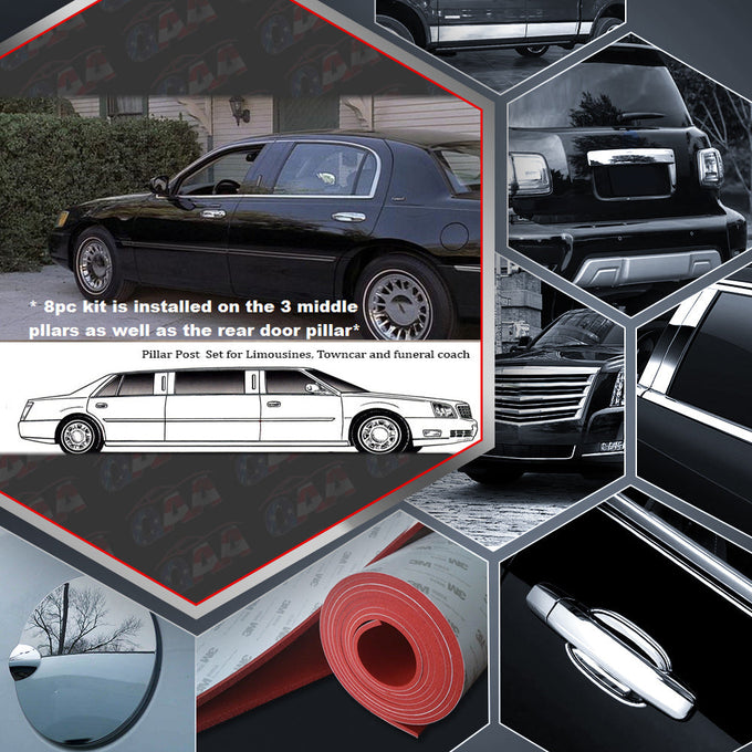 8pcs Stainless Steel Pillar Post Trim<br>00-02 Lincoln Town Car