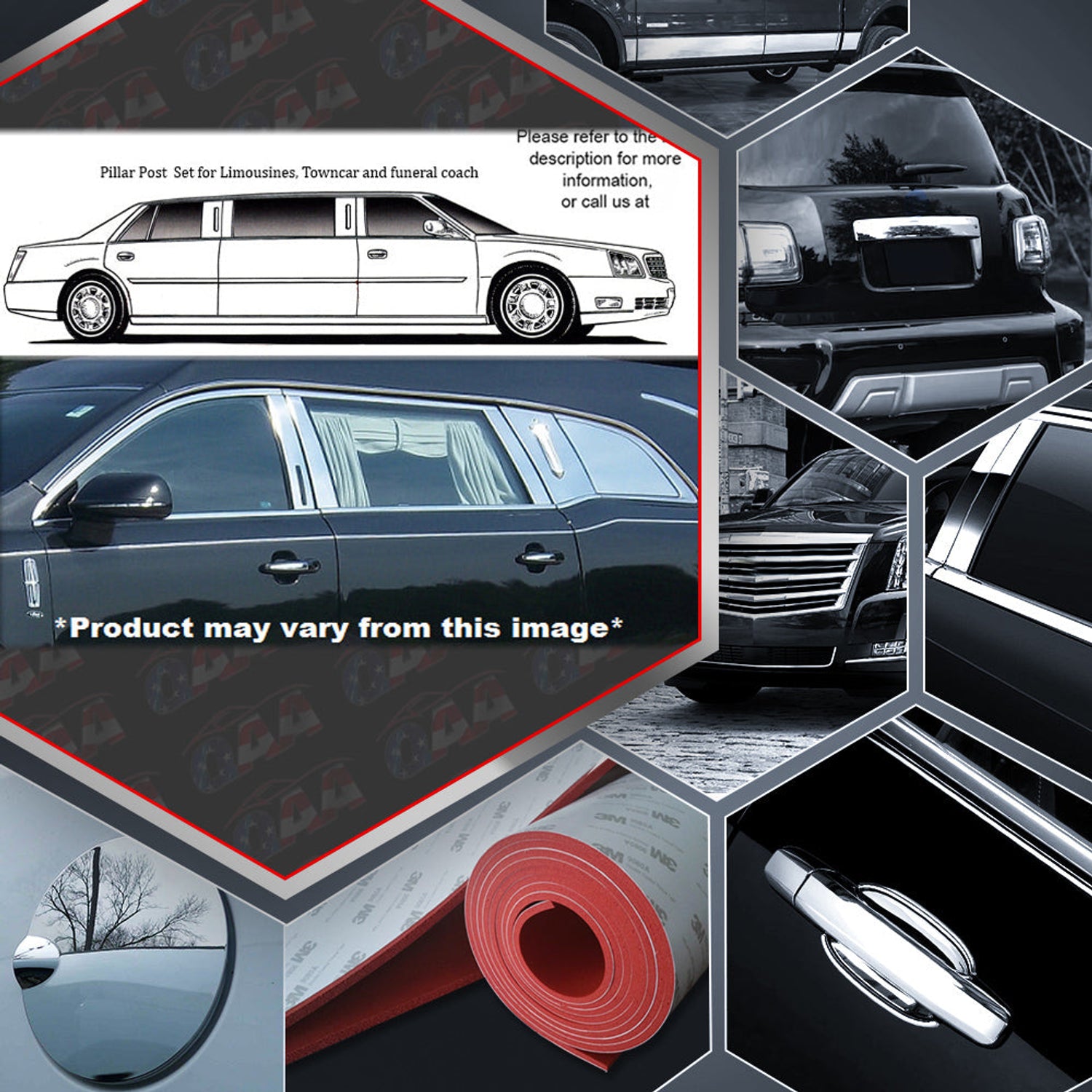 12pcs Stainless Steel Pillar Post Trim<br>10-20 Lincoln MKT