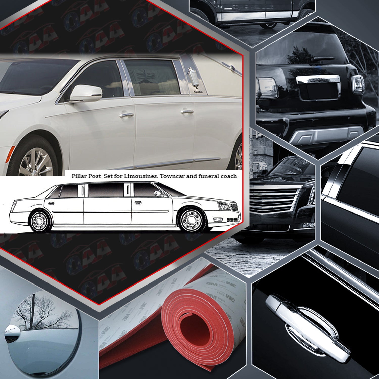6pcs Stainless Steel Pillar Post Trim<br>13-19 Cadillac XTS