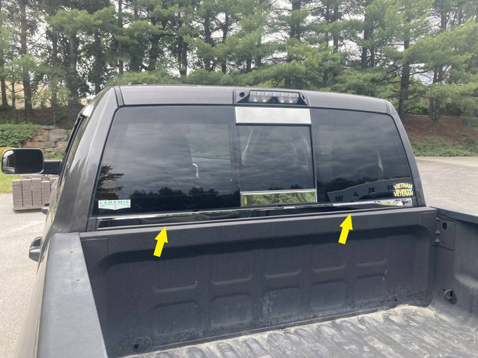 1Pc Stainless Steel Under Rear Window Trim <br>10-18 Ram Trucks Ram 2500 HD, 3500 HD