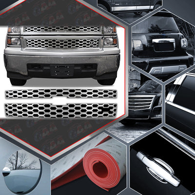 2pcs Chrome ABS Plastic Grill Overlay Insert <br>14-15 Chevy Silverado