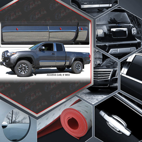 6pcs Stainless Steel Rocker Panel Trim<br>16-23 Toyota Tacoma