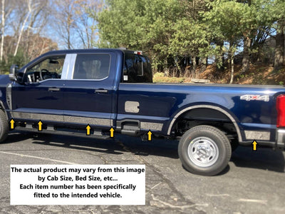 10Pc Stainless Steel Rocker Panel Trim <br>23-24 Ford F-250 F350 Crew Cab