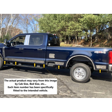 10Pc Stainless Steel Rocker Panel Trim <br>23-24 Ford F-250 F350 Super Cab