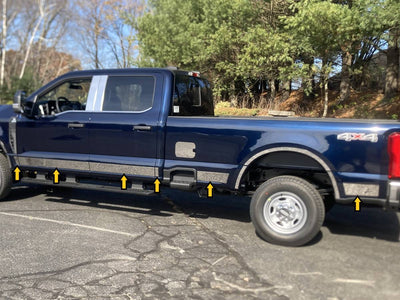 12Pc Stainless Steel Rocker Panel Trim <br>23-24 Ford F-250 F350 Super Cab