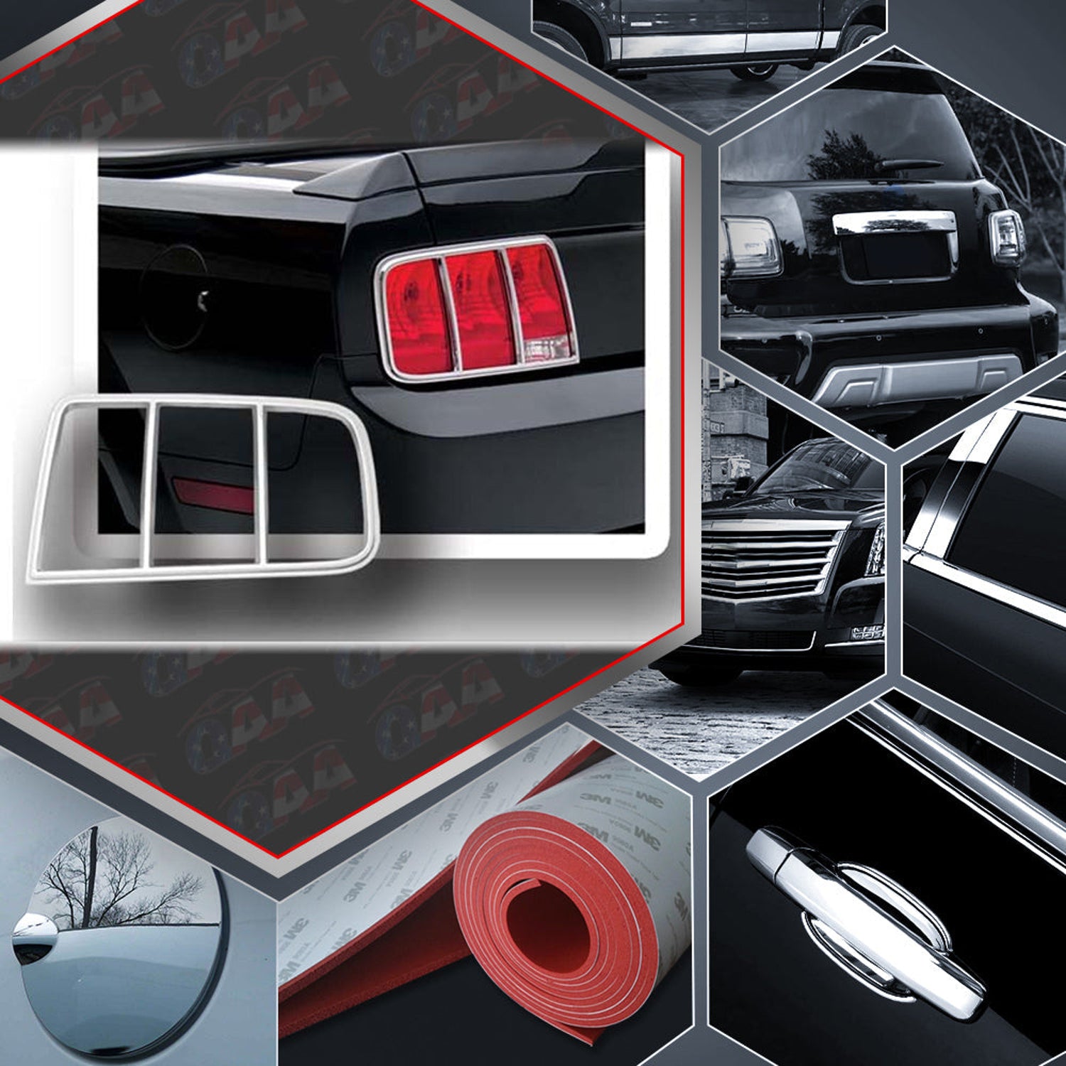 2pcs Chrome ABS Plastic Tail Light Bezels<br>05-09 Ford Mustang