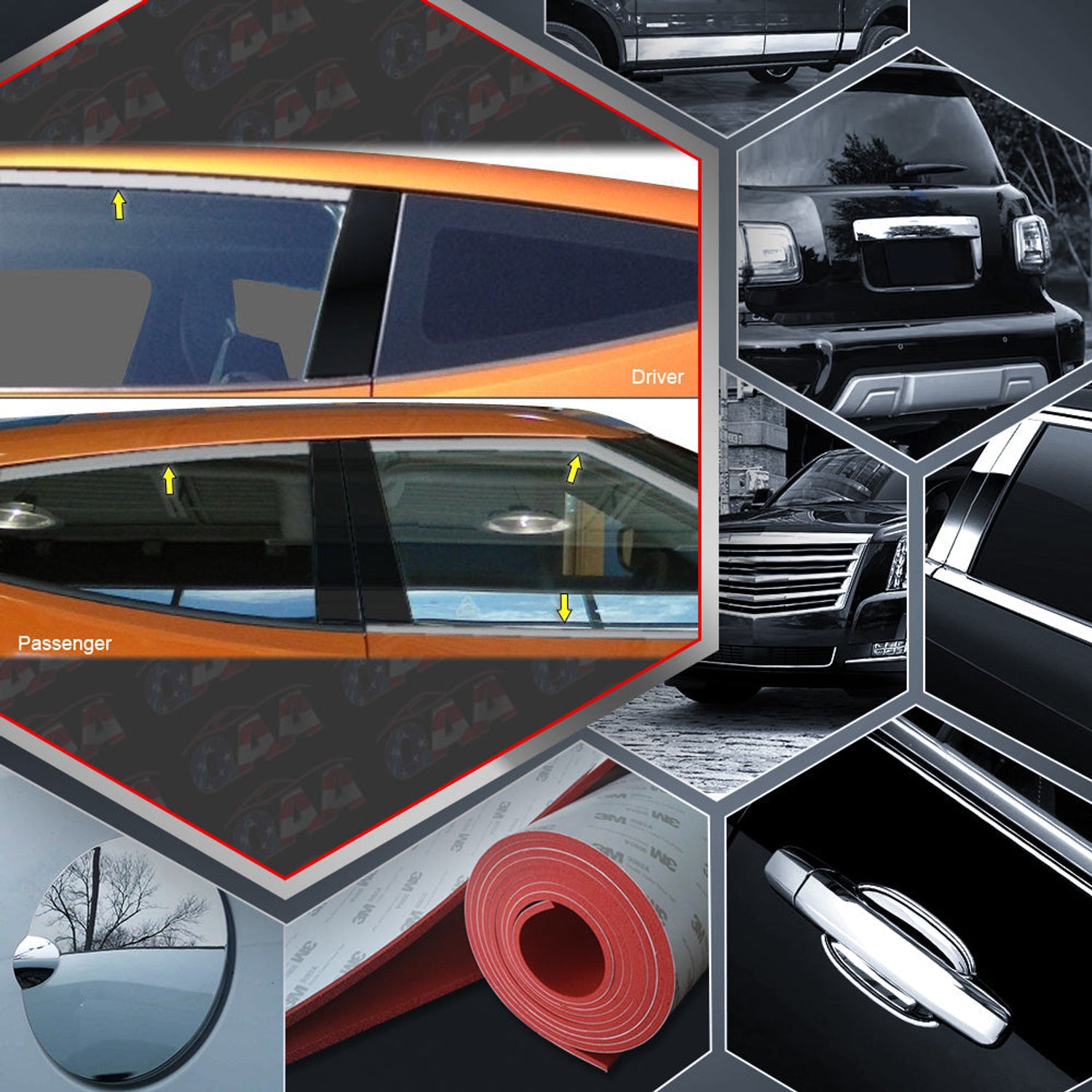 4pcs Stainless Steel Window Trim Package<br>13-17 Hyundai Veloster