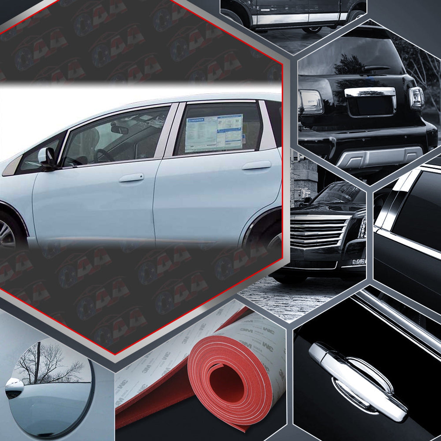 16pcs Stainless Steel Window Trim Package<br>09-13 Honda Fit