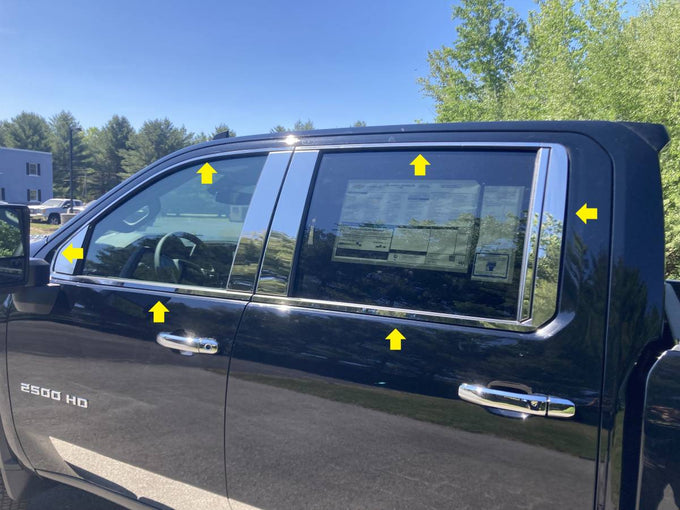 12Pc Stainless Steel Window Trim <br>20-24 Chevy Silverado 2500/3500 HD