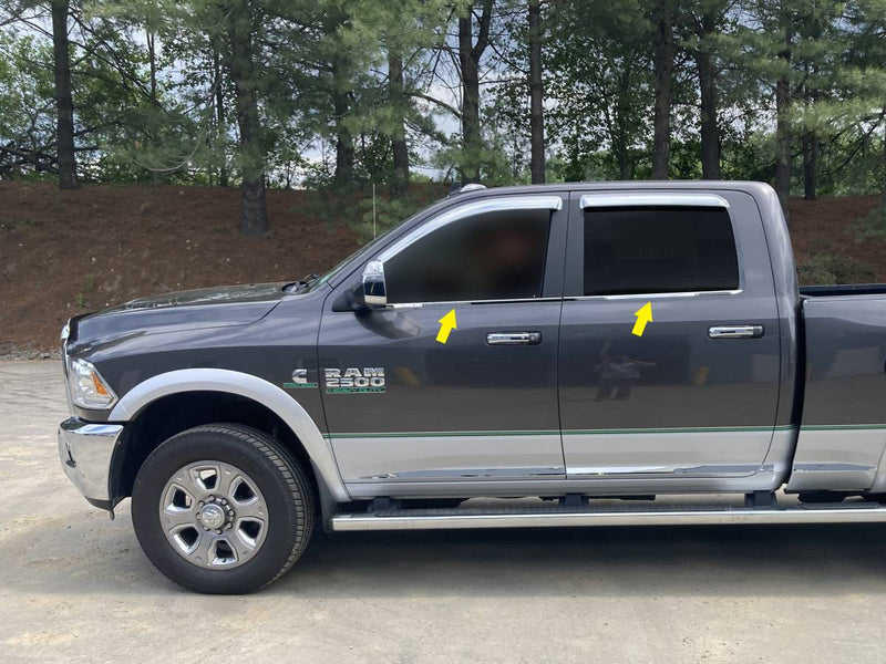 4Pc Stainless Steel Window Sill Trim <br>10-18 Ram 2500 HD/3500 HD 4-door Crew Cab,