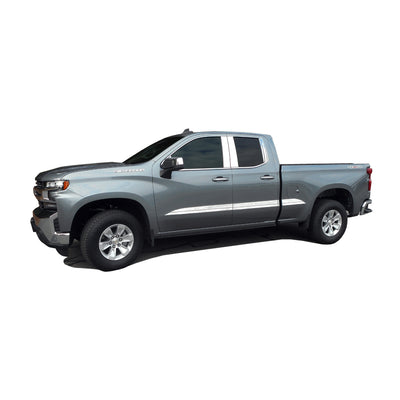 Stainless Steel Window Sill Trim Set<br>19-23 Chevrolet Silverado 1500 Double Cab