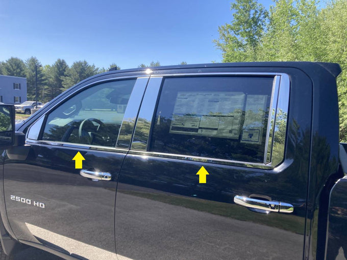 4Pc Stainless Steel Window Sill Trim <br>20-24 Chevy Silverado 2500/3500 HD