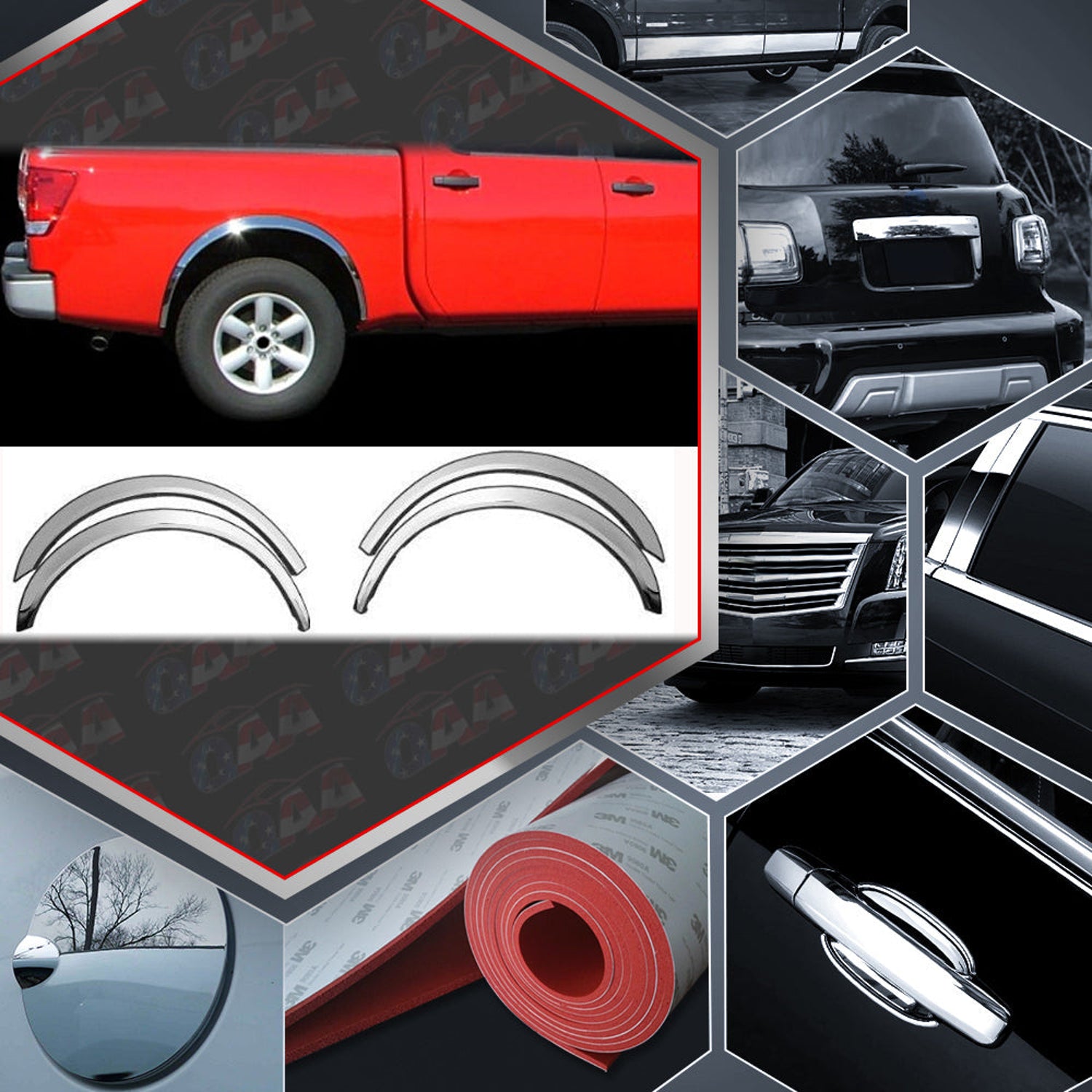 4pcs Molded Stainless Steel Wheel Well Fender Trim Molding<br>07-13 Toyota Tundra