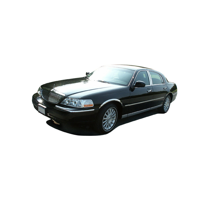 4pcs Molded Stainless Steel Wheel Well Fender Trim Molding<br>03-11 Lincoln Town Car