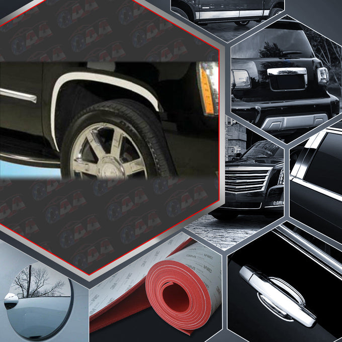 4pcs Molded Stainless Steel Wheel Well Fender Trim Molding<br>07-14 Cadillac Escalade