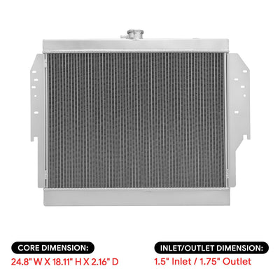 3 Core Row Aluminum Radiator <br>75-78 Dodge B100, B200, B300