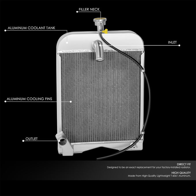 3-Rows High-Performance Aluminum Radiator <br> Ford Tractor(s) 2N, 8N, 9N