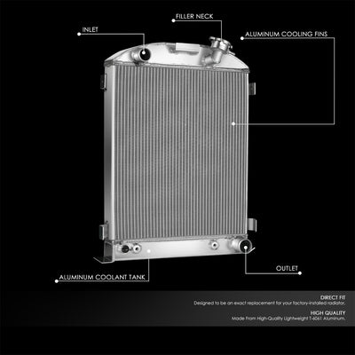 3 Row Heavy Duty Aluminum Radiator w/ TOC <br>Ford Low-Boy with Chevy GMC Engine