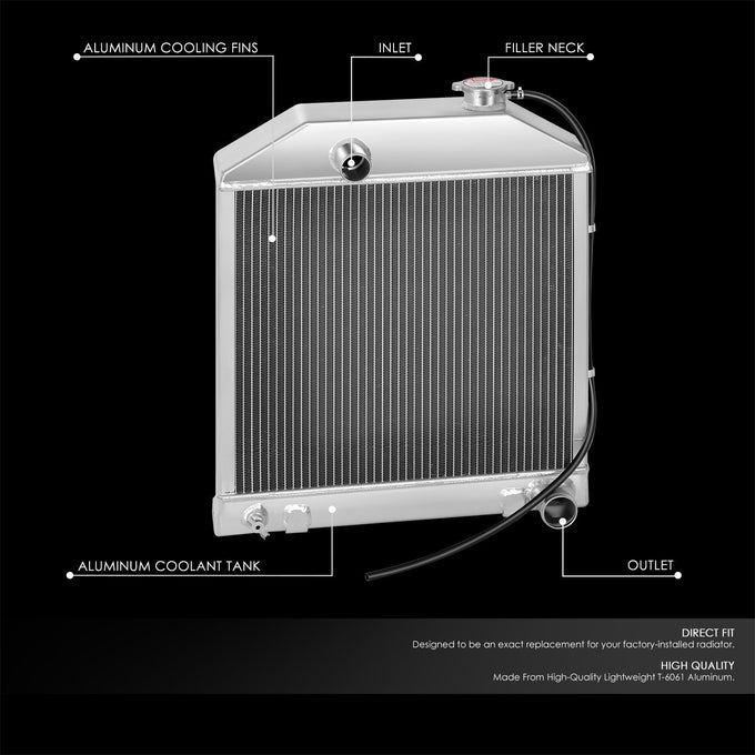 Perfoemance 3-Row Core Full Aluminum Radiator <br>Ford 2000-7600 Series Tractors