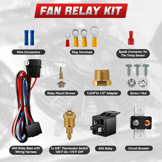 Pair 12 in. Radiator cooling Fan+Switch Relay Kit