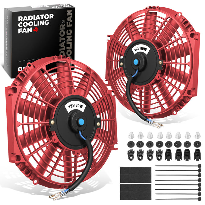 Pair Universal 10 in. Radiator Cooling Fan + Mounting Kit