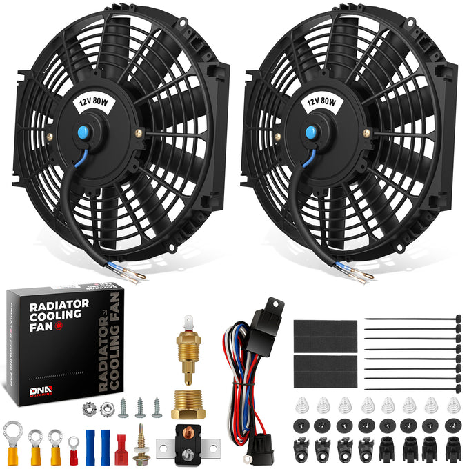 Pair 10 in. Radiator cooling Fan+Switch Relay Kit