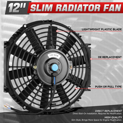 Universal 12 in. Radiator Cooling Fan + Mounting Kit
