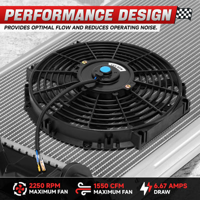 Universal 12 in. Radiator Cooling Fan + Mounting Kit